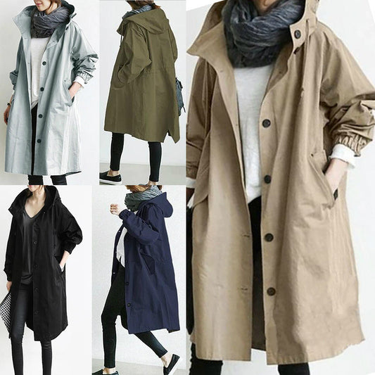 【S-5XL】Autumn casual style windbreaker women mid-length-3770284