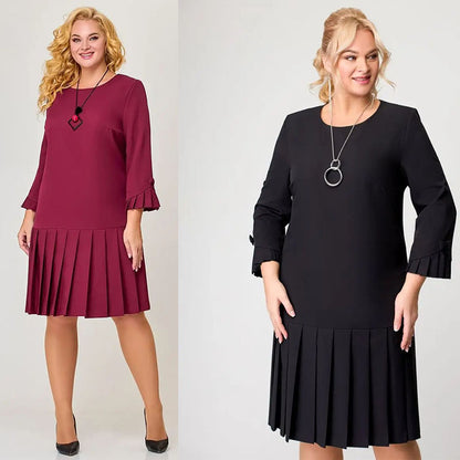 💌【S-5XL】👗2024 téli új, kiváló minőségű, elegáns egyszínű ruha