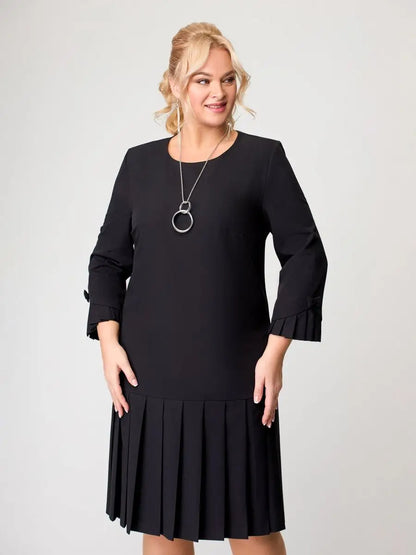 💌【S-5XL】👗2024 téli új, kiváló minőségű, elegáns egyszínű ruha