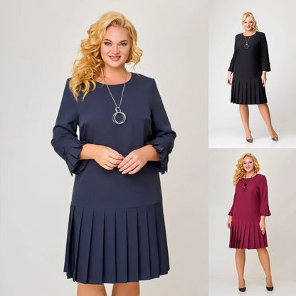 💌【S-5XL】👗2024 téli új, kiváló minőségű, elegáns egyszínű ruha